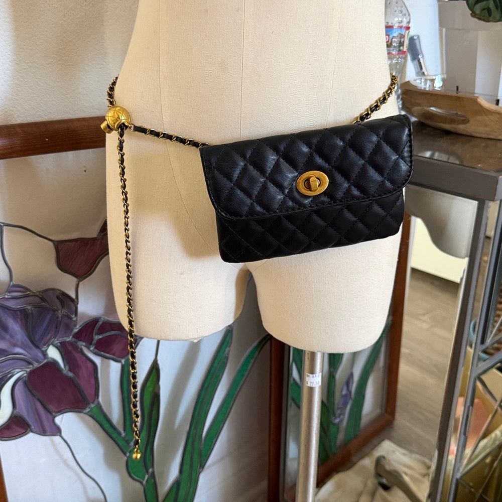 Black Quilted Leather Chain Bag